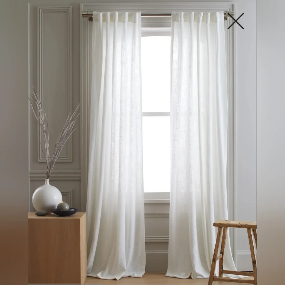 4- Panels! NWOT! Quince Cotton Sheer White Curtains 48"x84" (R3)